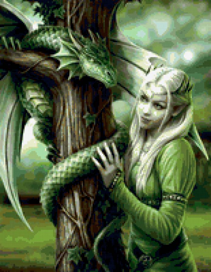 эльфочка с драконом - предпросмотр