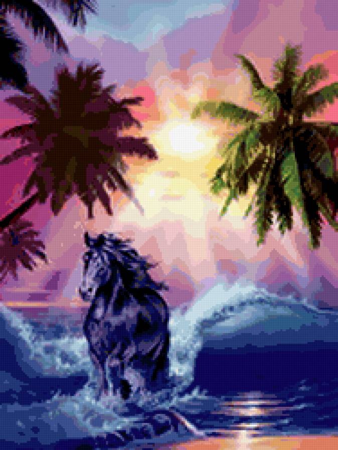 №238131 - море, пальмы, фентези, конь - предпросмотр