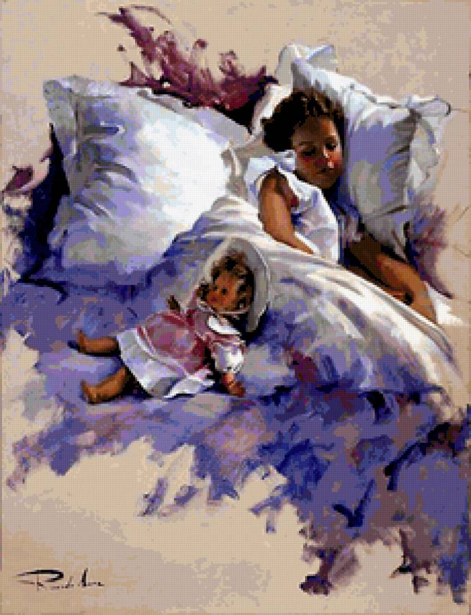 Сладкий сон - дети, девочка, кукла - предпросмотр