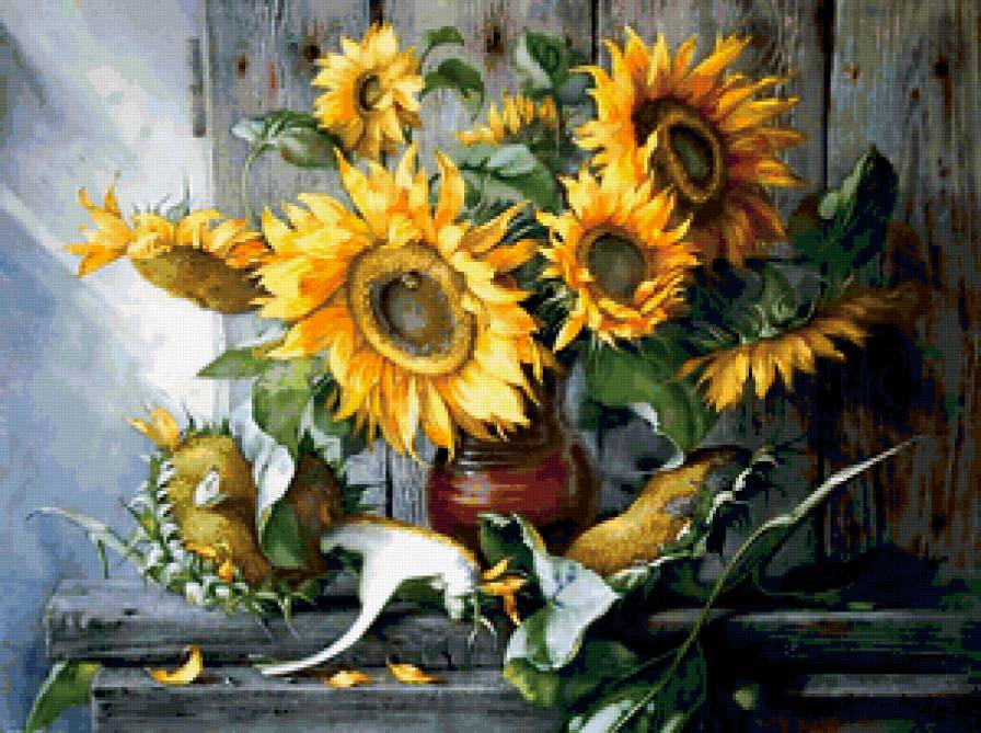 подсолнухи - акварель е. базановой - предпросмотр