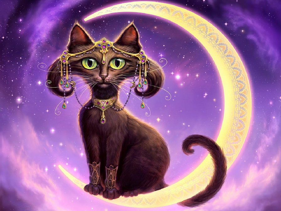 №238739 - кошка, луна, фентези - оригинал