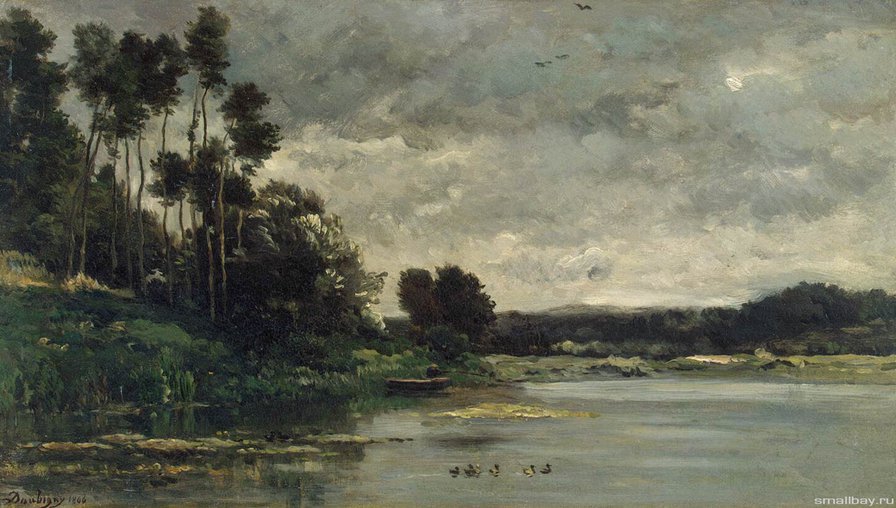 Добиньи Шарль Франсуа.Речная отмель. - природа, пейзаж, водоем. - оригинал