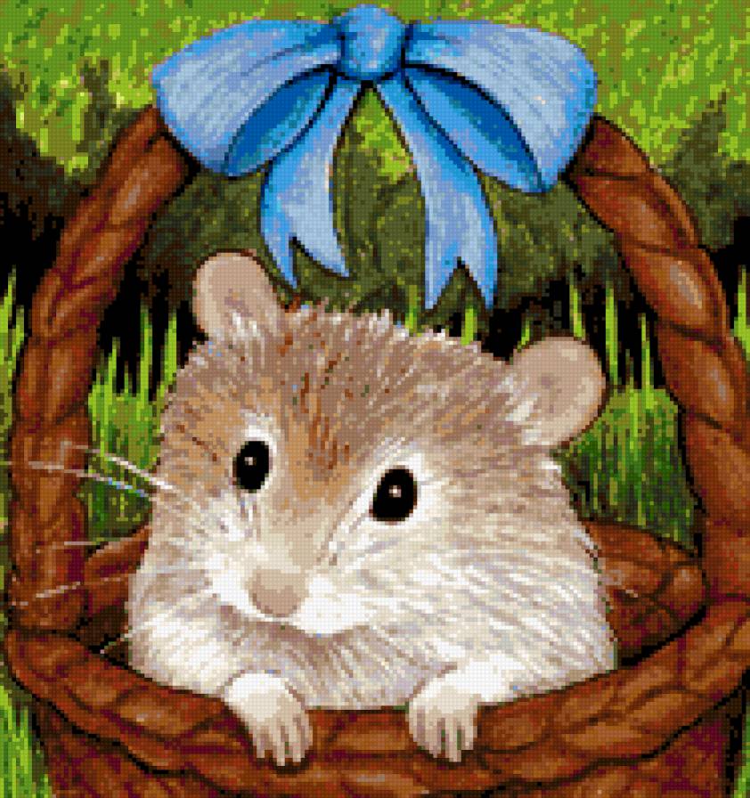 хомячок в корзинке - хомячок, корзинка, хомяк - предпросмотр