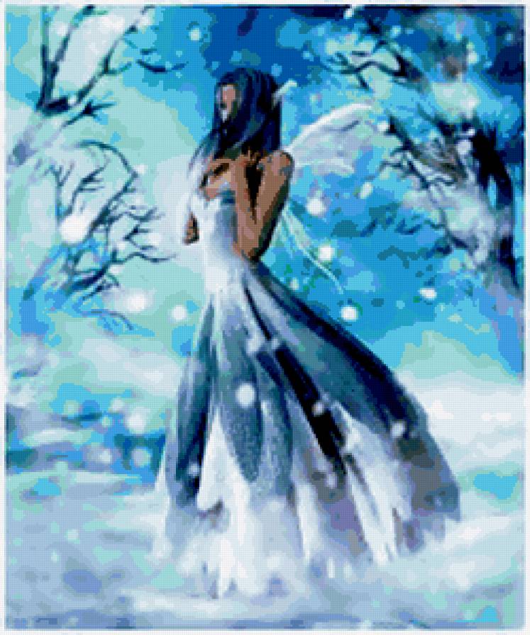 Зима. - девушка, фентези., зима - предпросмотр