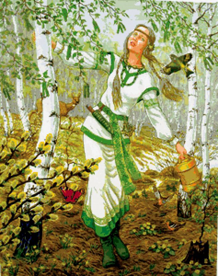 девушка - лес, березы, русь, весна, сказка, природа, женщина, образ, роща - предпросмотр