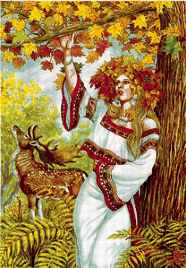 девушка - женщина, образ, осень, лес, природа, русь - предпросмотр