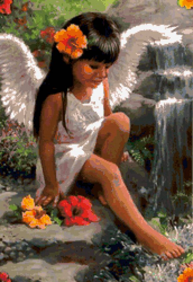 девочка ангелочек - девочка, ангелы, валентинка - предпросмотр