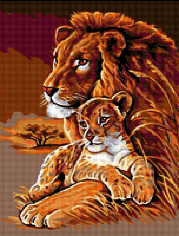 тепло мамы львицы - львы, лев, коты, кошки - предпросмотр