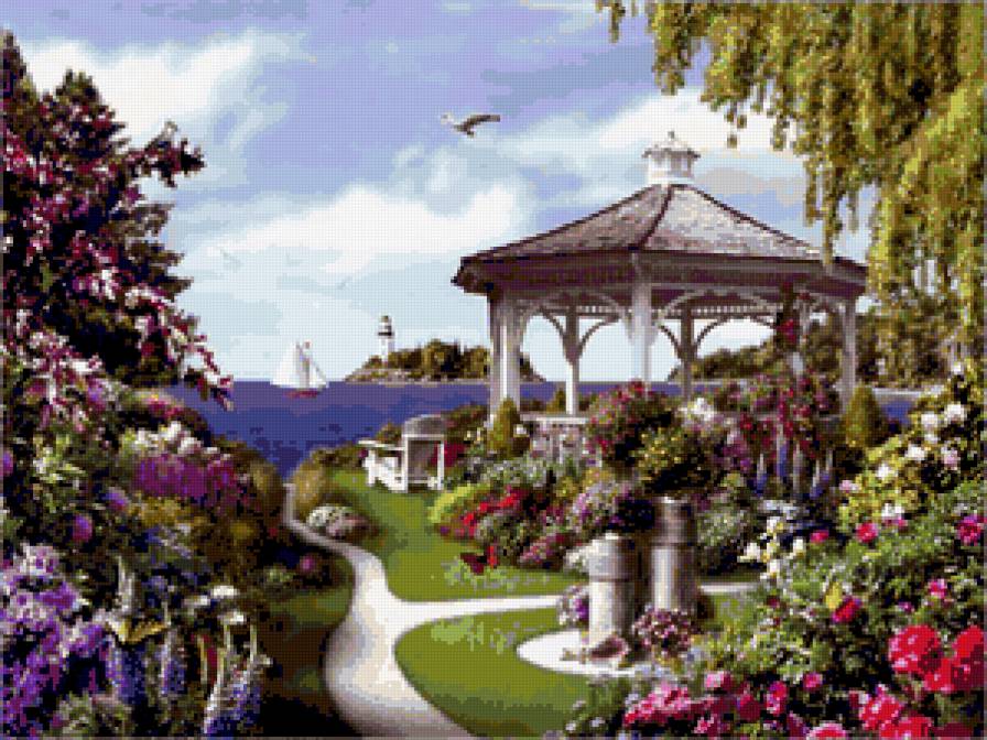 Беседка у моря. - пейзаж.лето.природа, беседка, море - предпросмотр