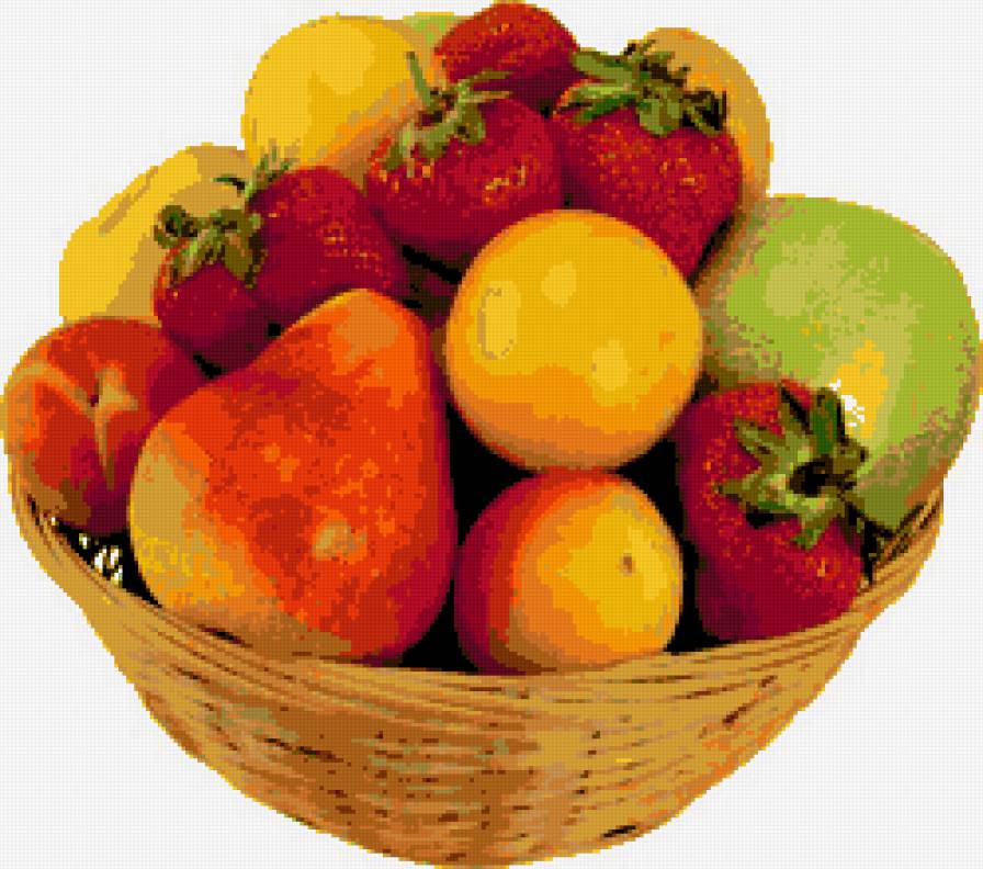 Корзина с фруктами. - кухня, фрукты., еда - предпросмотр