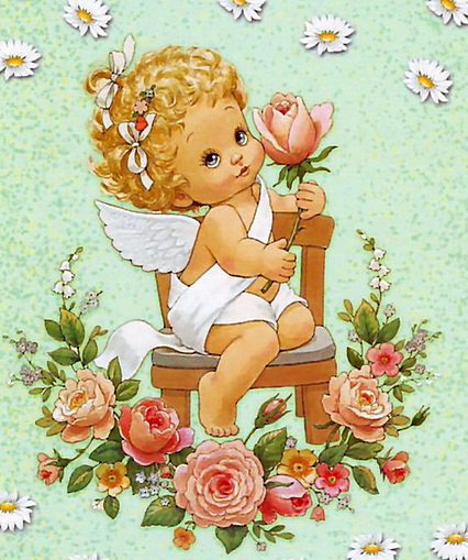 ВАЛЕНТИНКА для тебя - дети, ангел, цветы, куколка, ромашки, розы - оригинал