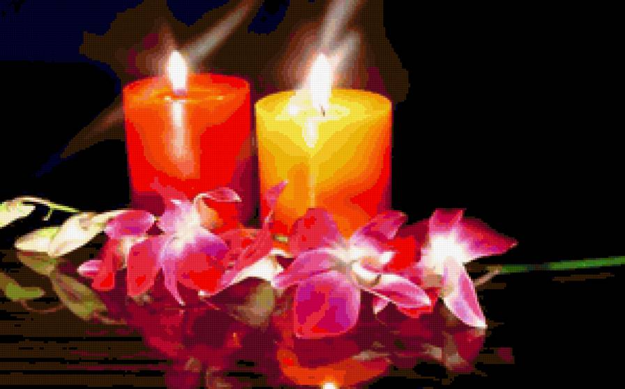 Свечи. - свечи, цветы, романтика - предпросмотр