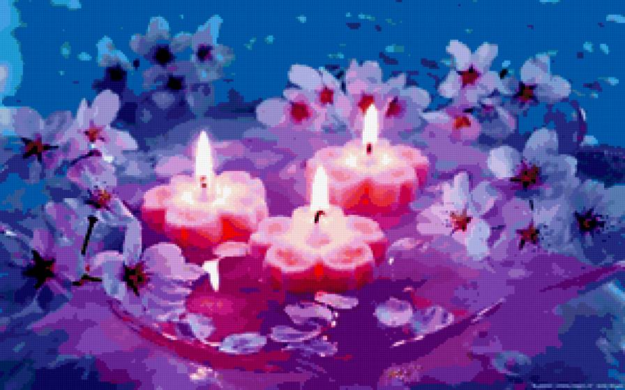 Свечи. - цветы, романтика, свечи - предпросмотр