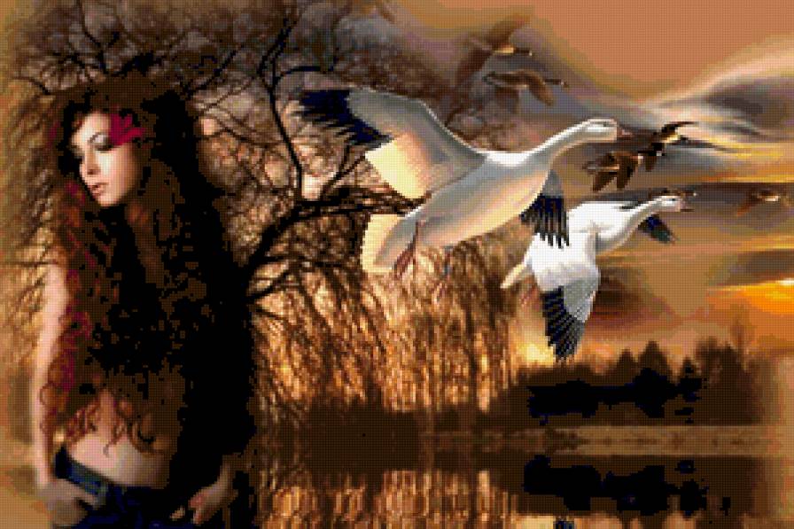 lány madarakkal - предпросмотр