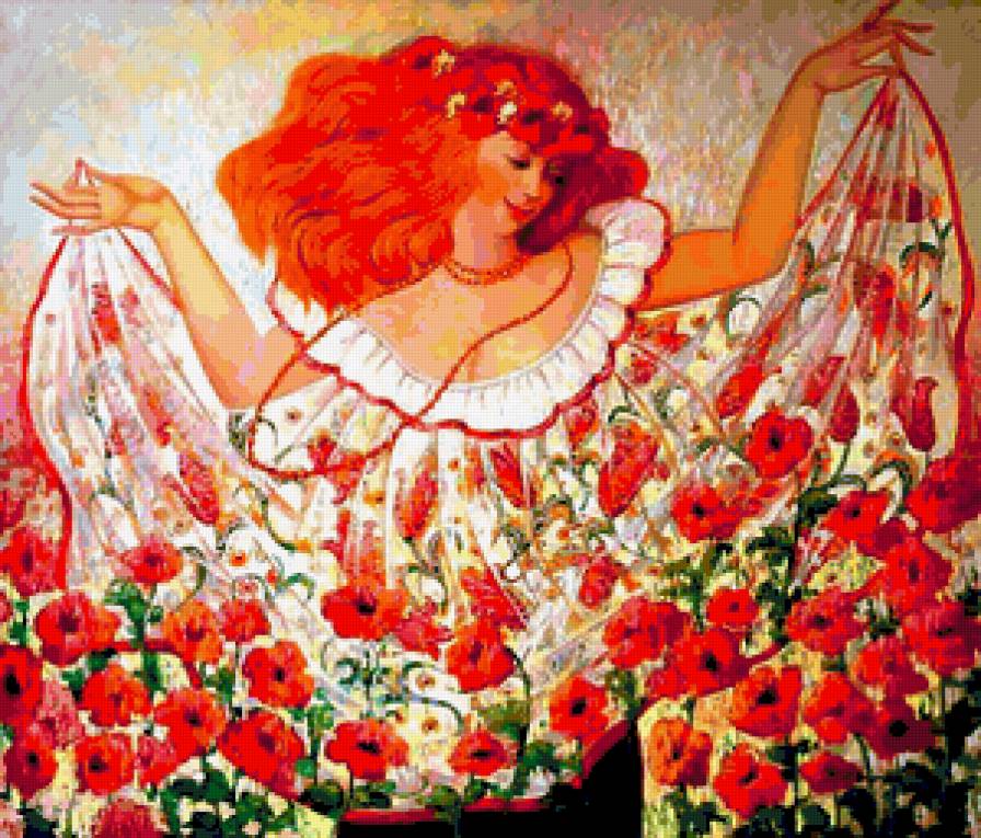 Девушка-мак - маки, цветы, девушка - предпросмотр