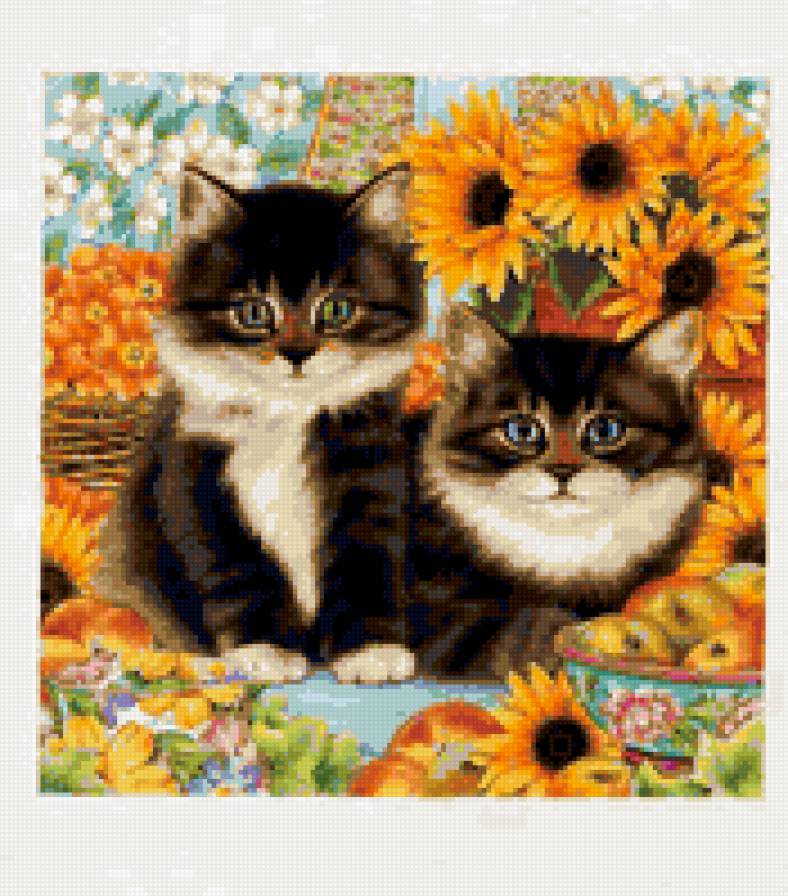 котики - кот, котик, кошка в цветах, кошка, киса в цветах - предпросмотр