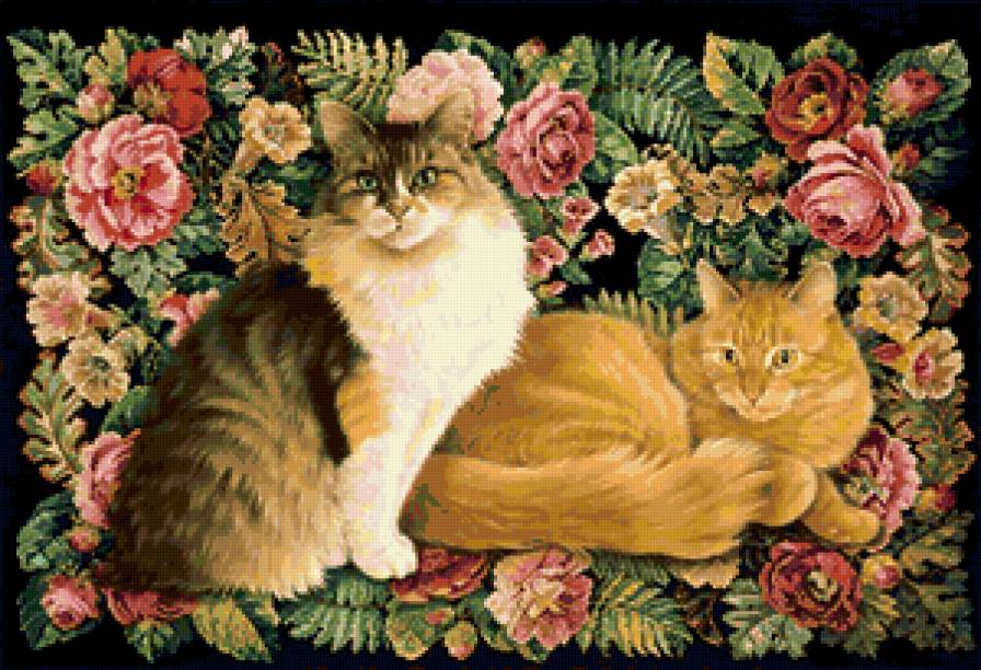 Коты в цветах - предпросмотр