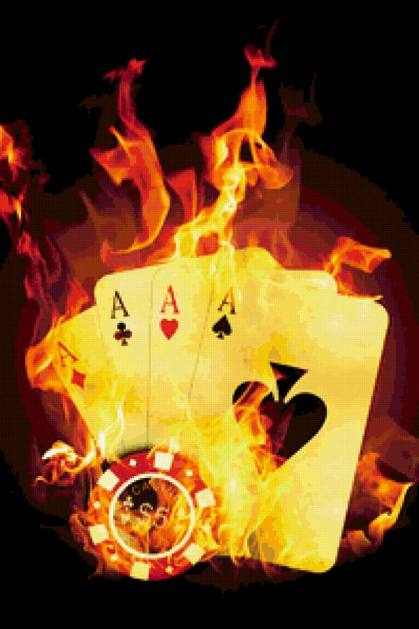 покер - карты, фишки, покер, огонь - предпросмотр
