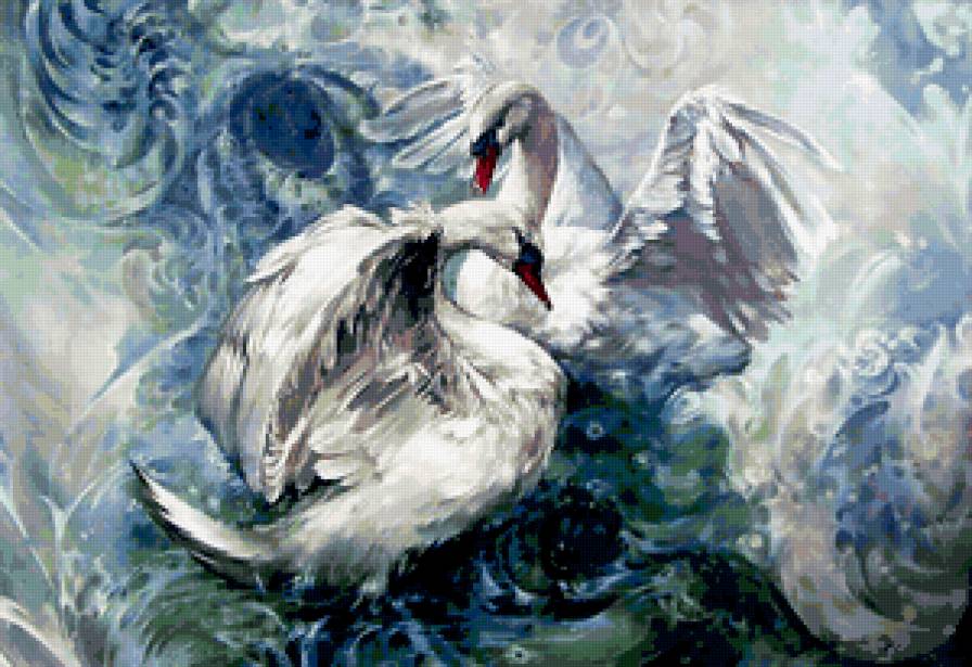 Лебеди. Рисунок. - предпросмотр