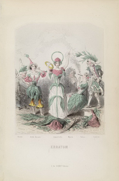 Жерар Гранвиль. - шарж, цветы, графика, карикатура. - оригинал