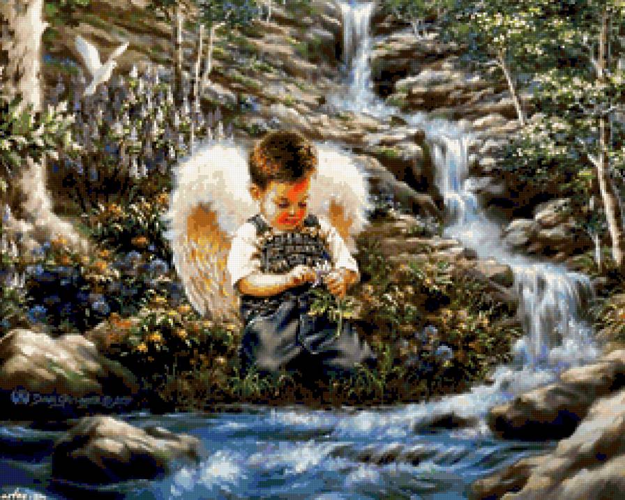 Серия "Ангелы" - ангел, пейзаж, дети, лето, река - предпросмотр