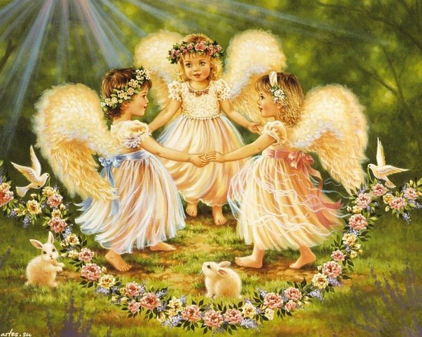 Серия "Ангелы" - пейзаж, ангелы, дети - оригинал