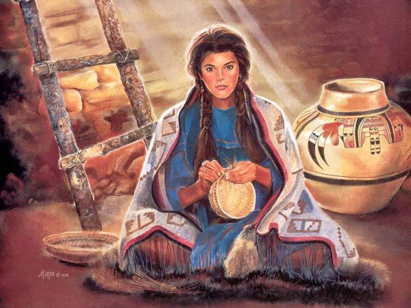 ИНДЕЙСКИЕ МОТИВЫ - древные народы, индейцы, индианка, рукоделие, кувшин - оригинал