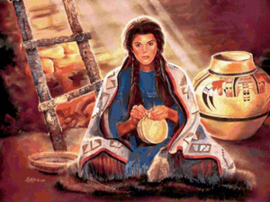 ИНДЕЙСКИЕ МОТИВЫ - кувшин, индейцы, индианка, рукоделие, древные народы - предпросмотр