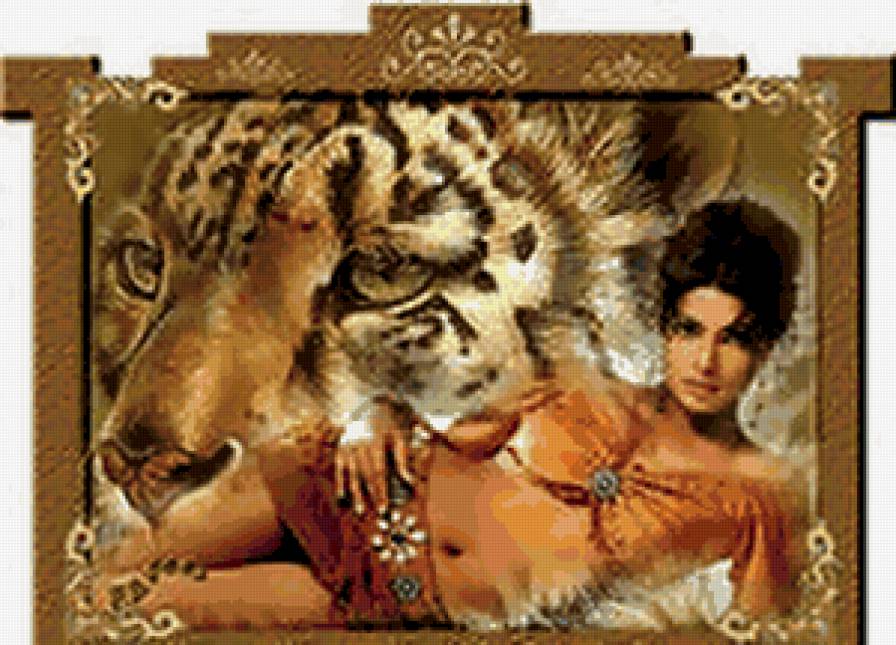 Девушка с тигром - предпросмотр