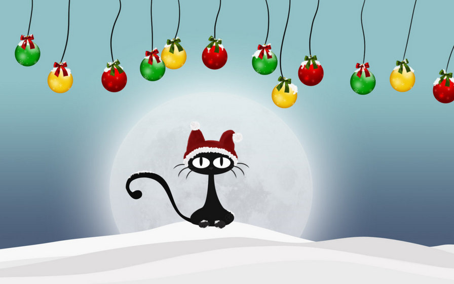 Кот - снег, кот, новый год - оригинал