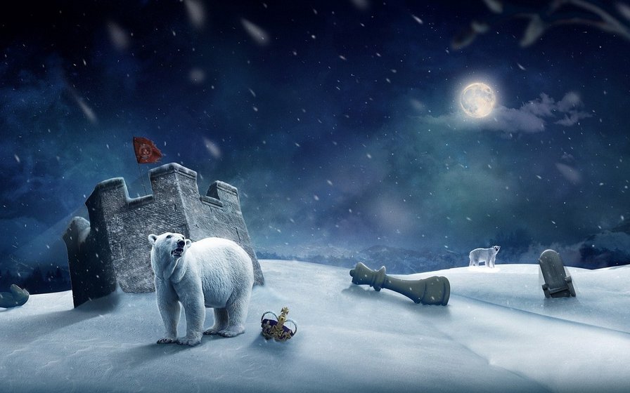 Белый медведь - белый медведь, медведь, мишка, снег - оригинал