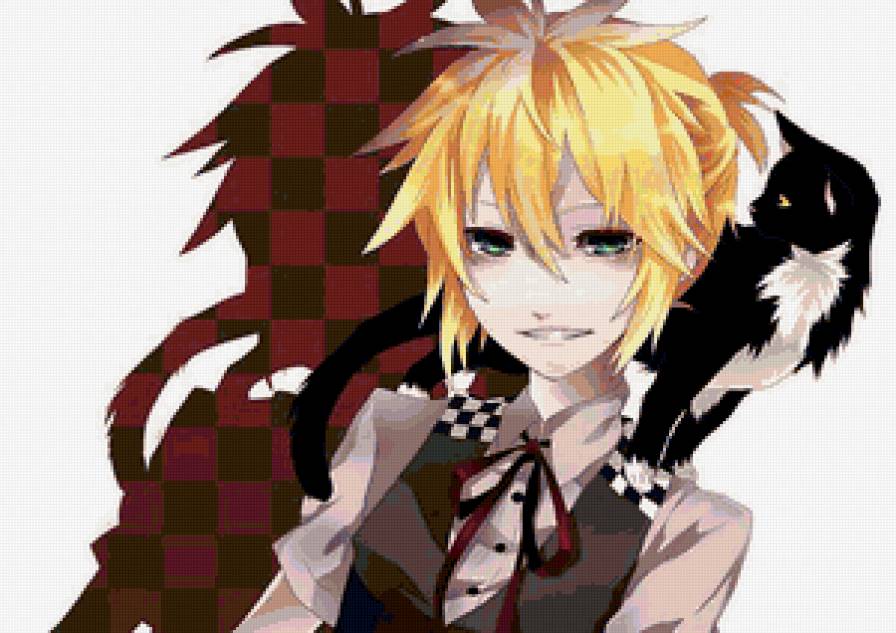 Блондинчик с котом - аниме, котики, парни - предпросмотр