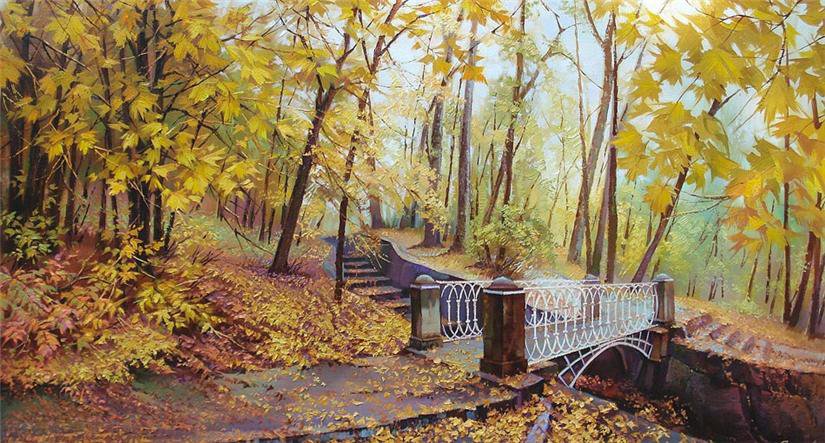 Осенний парк - осень, мостик, пейзаж, парк - оригинал