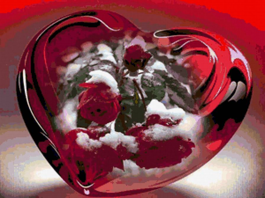 Сердце. - цветы, розы, снег, сердце - предпросмотр