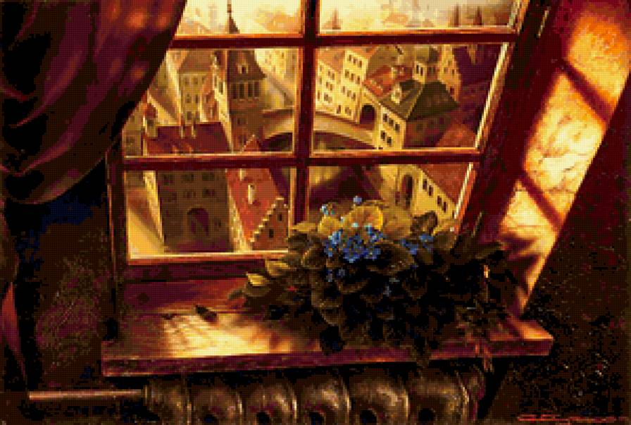 Фиалки на окне - предпросмотр