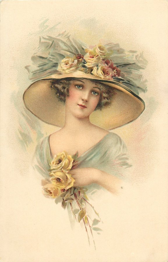 Дама с желтыми розами - картина, розы, цветы, девушка, женские образы, портрет - оригинал