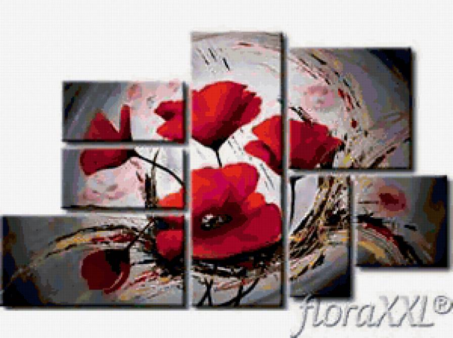 ПОЛИПТИХ  МАКИ - маковая волна, диптих, триптих, цветы, маки, полиптих - предпросмотр