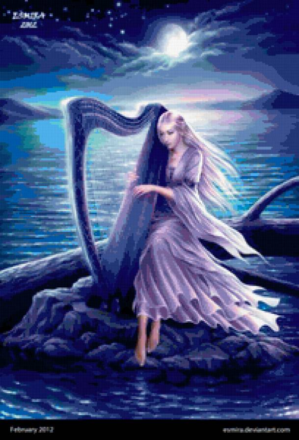 девушка с арфой - девушки - предпросмотр