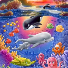 Схема вышивки «Дельфины»