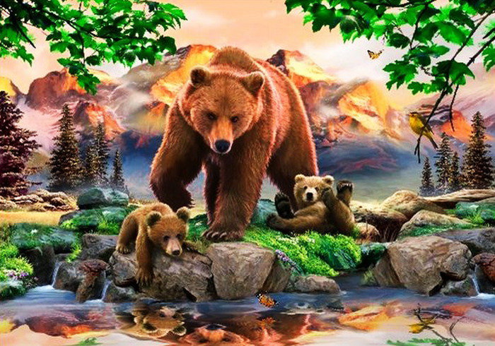 медвежье семейство - медведи - оригинал
