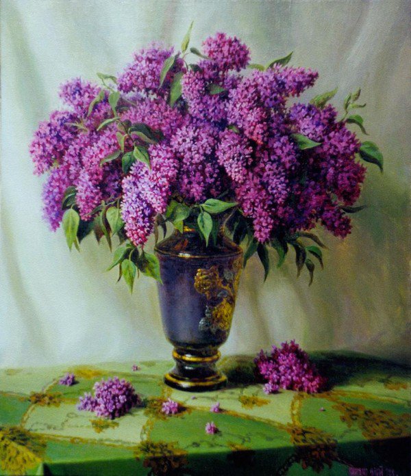 №245121 - сирень, цветы, картина, букет - оригинал