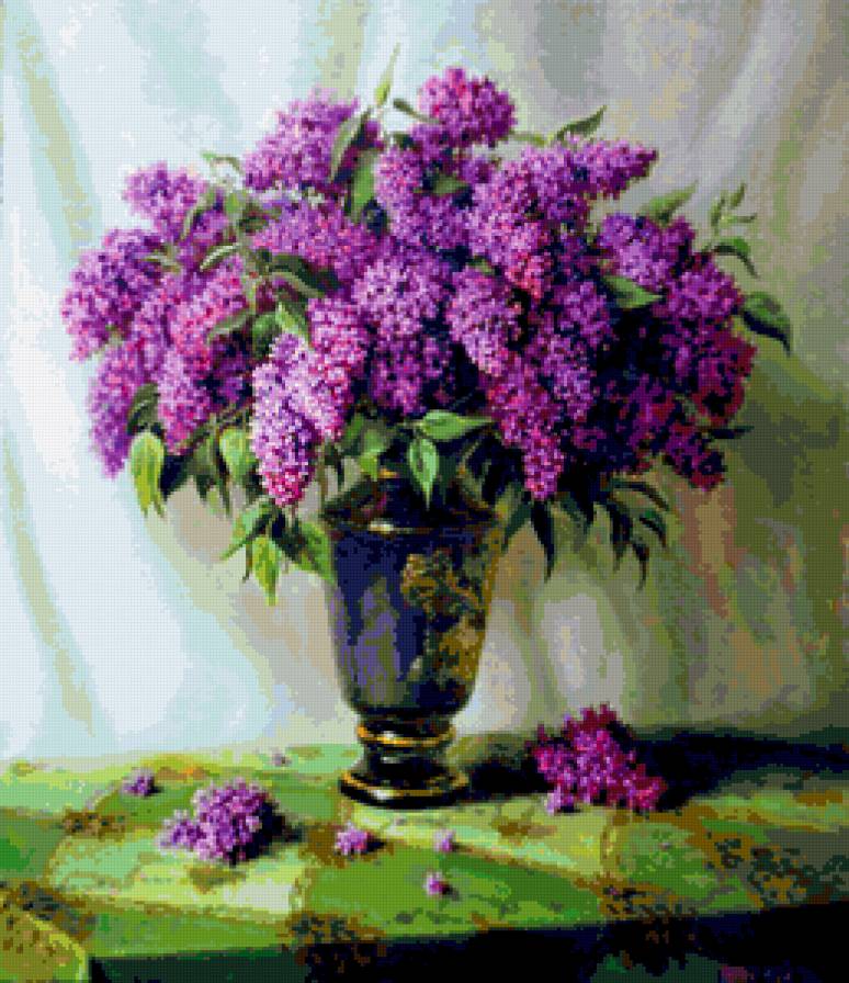 №245121 - сирень, картина, цветы, букет - предпросмотр