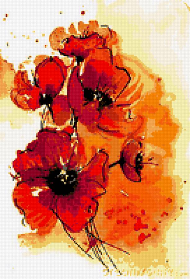 акварель - маки - предпросмотр