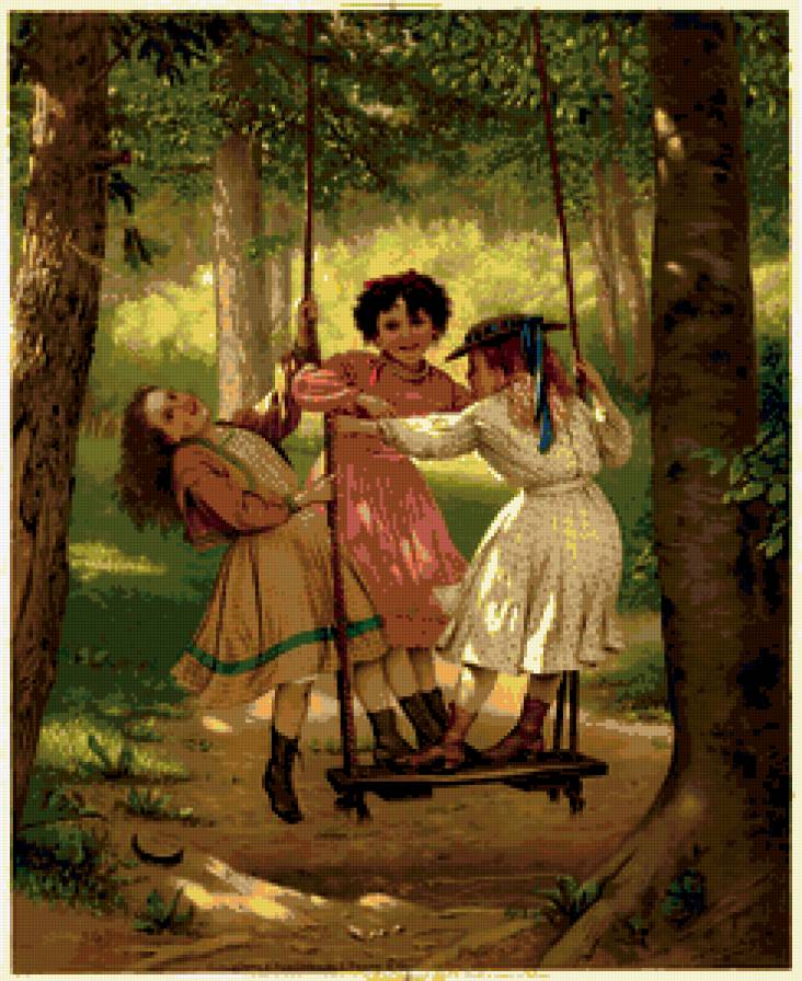 на качелях - природа, качели, дети - предпросмотр