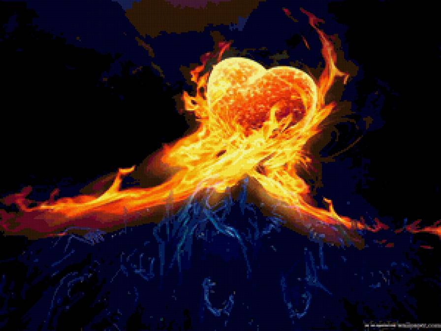 огненое сердце - сердце, огонь, красиво - предпросмотр