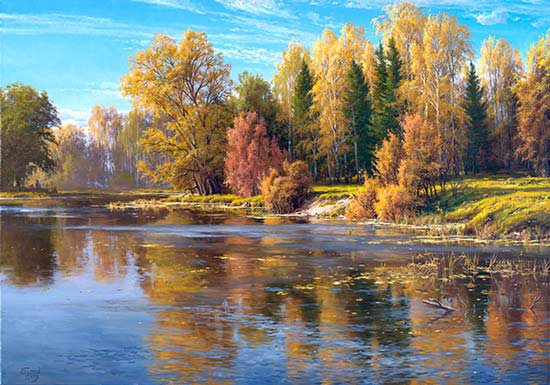 Пейзаж - осень, пейзаж, река - оригинал