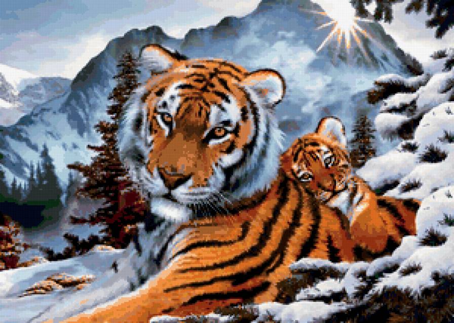 рядом с мамой тепло - тигренок, тигр - предпросмотр