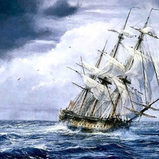 Оригинал схемы вышивки «Корабль в море» (№246321)
