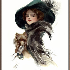 Оригинал схемы вышивки «Дама с собачкой» (№246339)