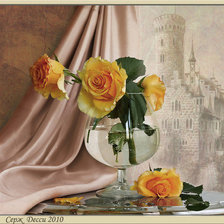 натюрморт с розами в бокале